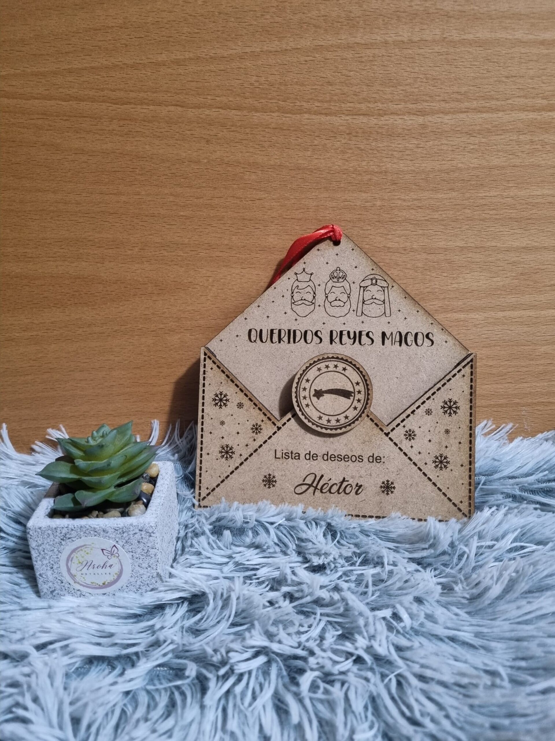 Sobre de Madera Personalizado para Cartas a Papá Noel o Reyes Magos - 2
