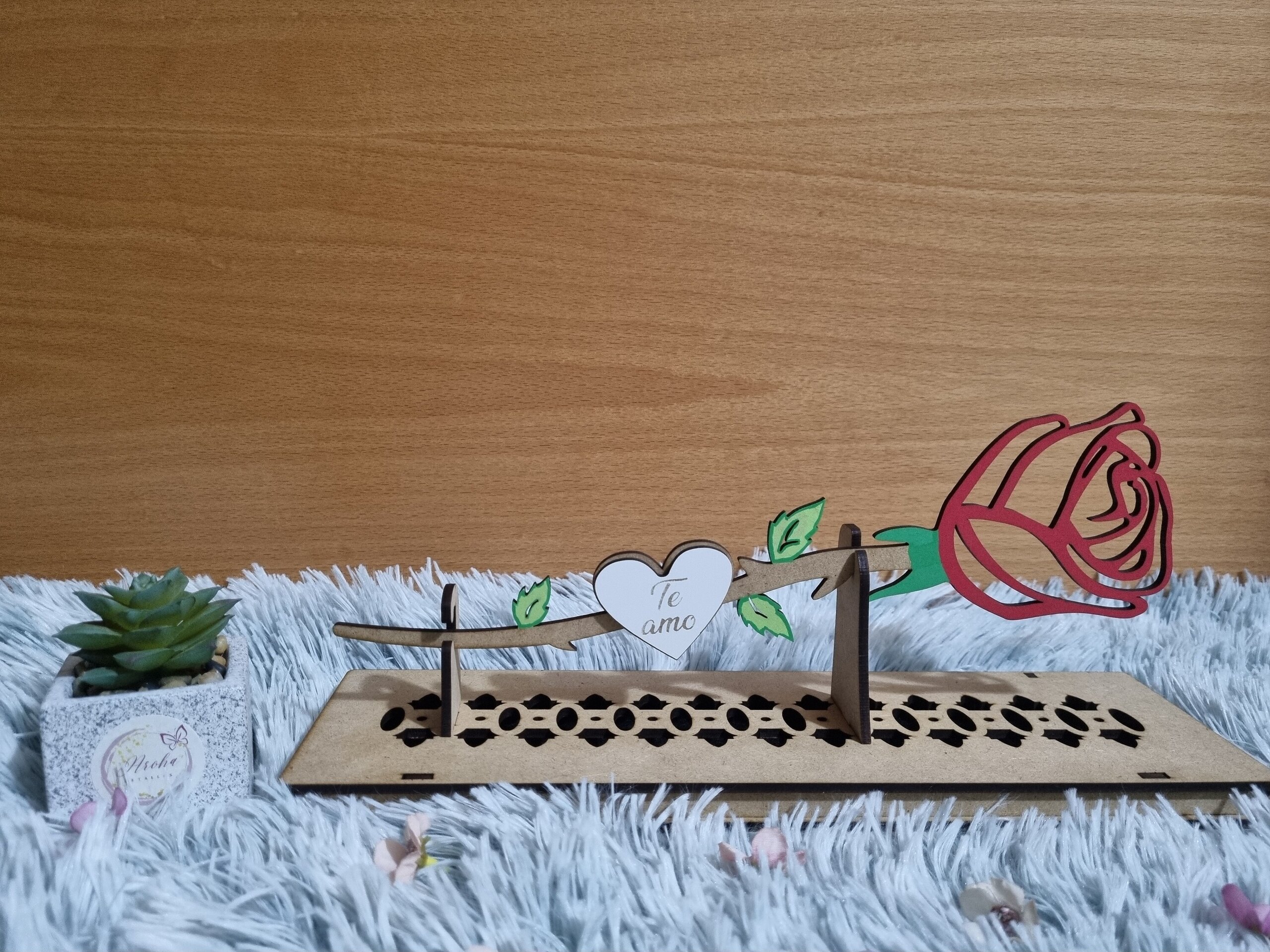 Rosa de madera con caja - 3