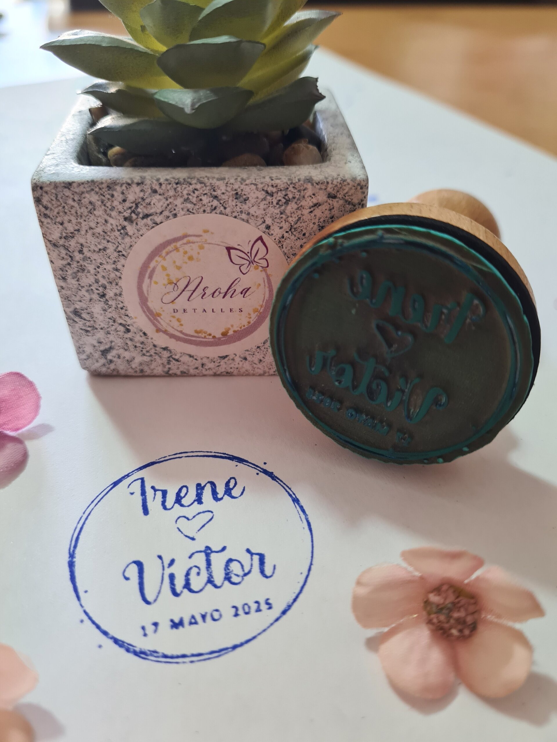 Sello de Goma para Bodas - Modelo Corazón Eterno - 2