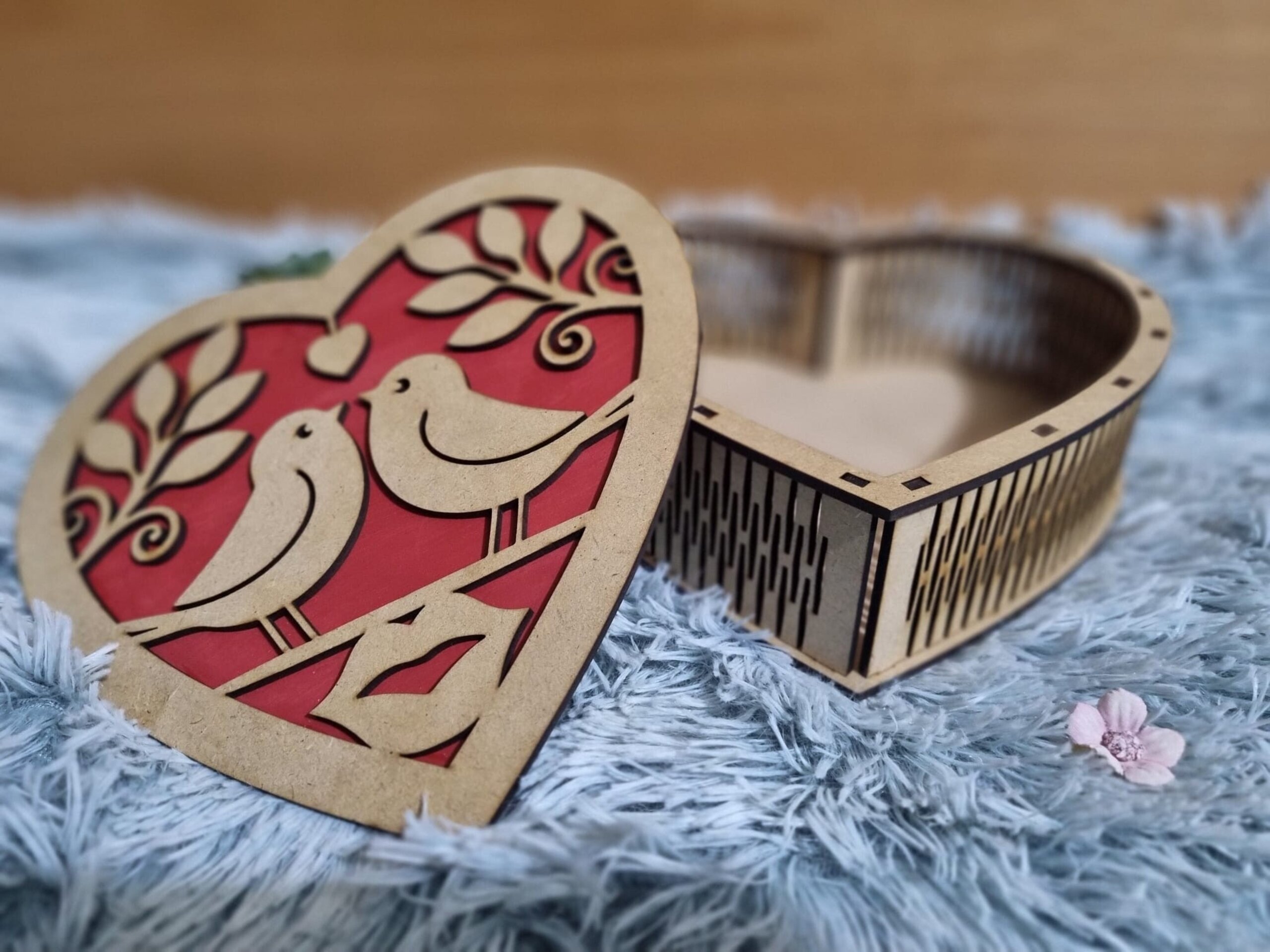 Caja de Madera Forma de Corazón - 4