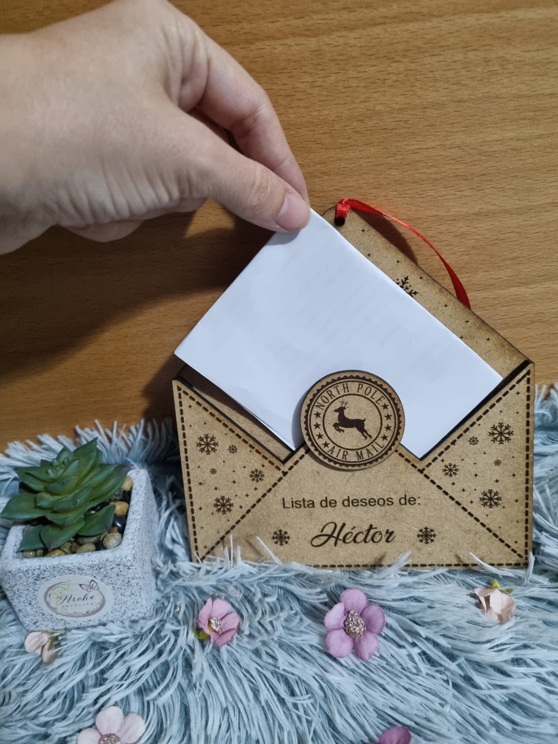 Sobre de Madera Personalizado para Cartas a Papá Noel o Reyes Magos - 5