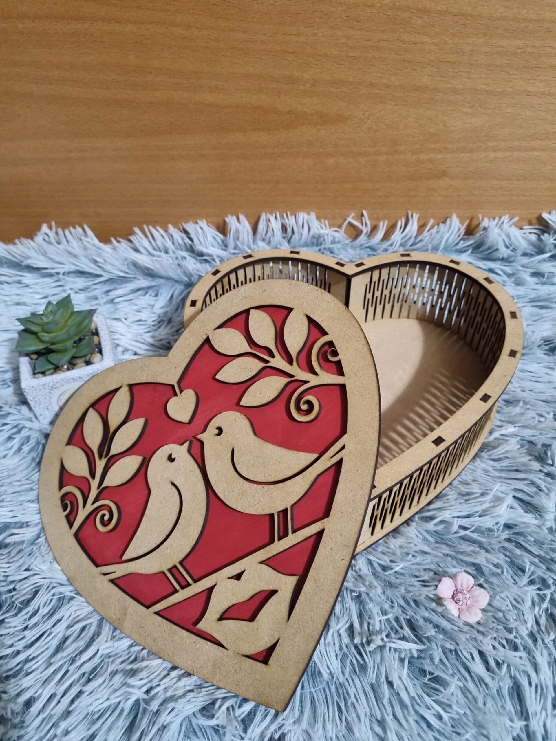 Caja de Madera Forma de Corazón - 3