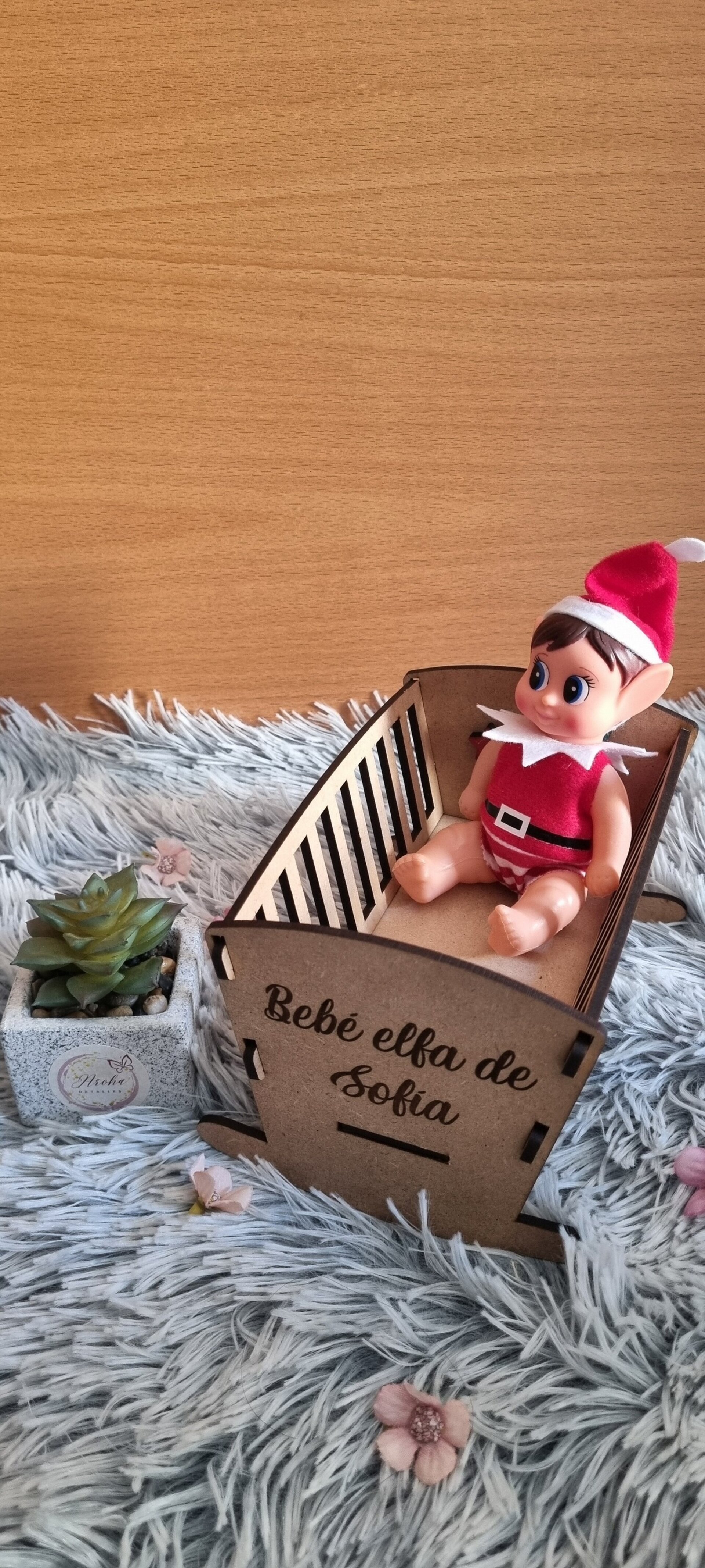 Pack Elfo o Elfa Bebé con cuna personalizada y certificado de adopción - 6