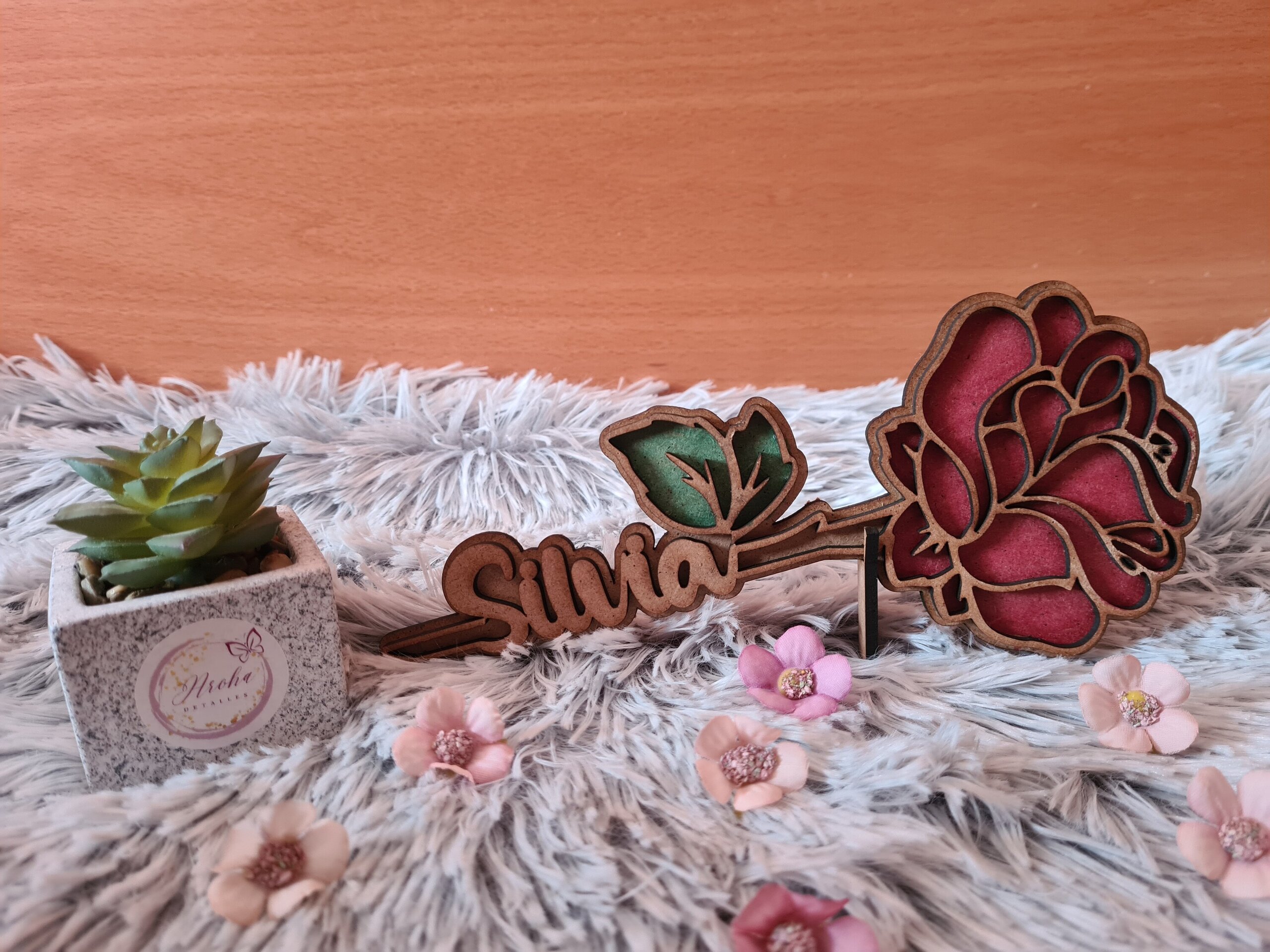 Flor de Madera Personalizada - 3